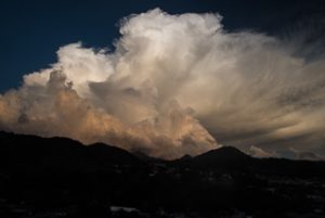 Sunset Against Thunderstorm Clouds Over Dominica