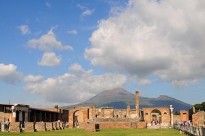 Pompeii With Mt. Vesuvius In The Background