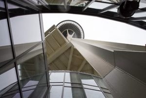 Looking Up One Leg Of The Space Needle